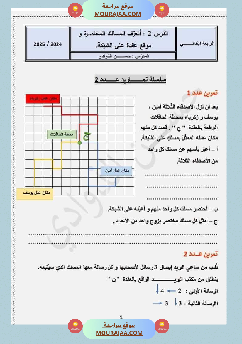السنة الثالثة تعرف على الشبكة ومكوناتها مرفقة بتمارين تطبيقية