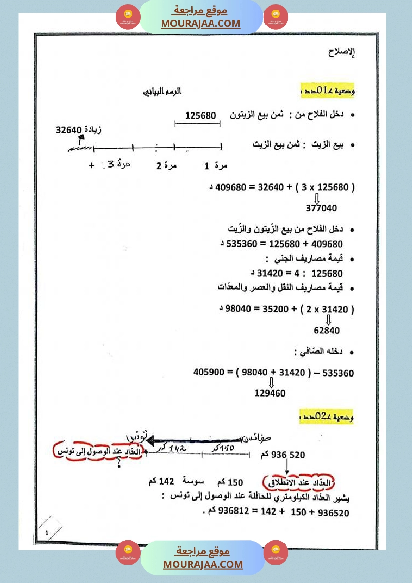 اختبار الثلاثي الأول سنة خامسة في الرّياضيّات صفحة 4