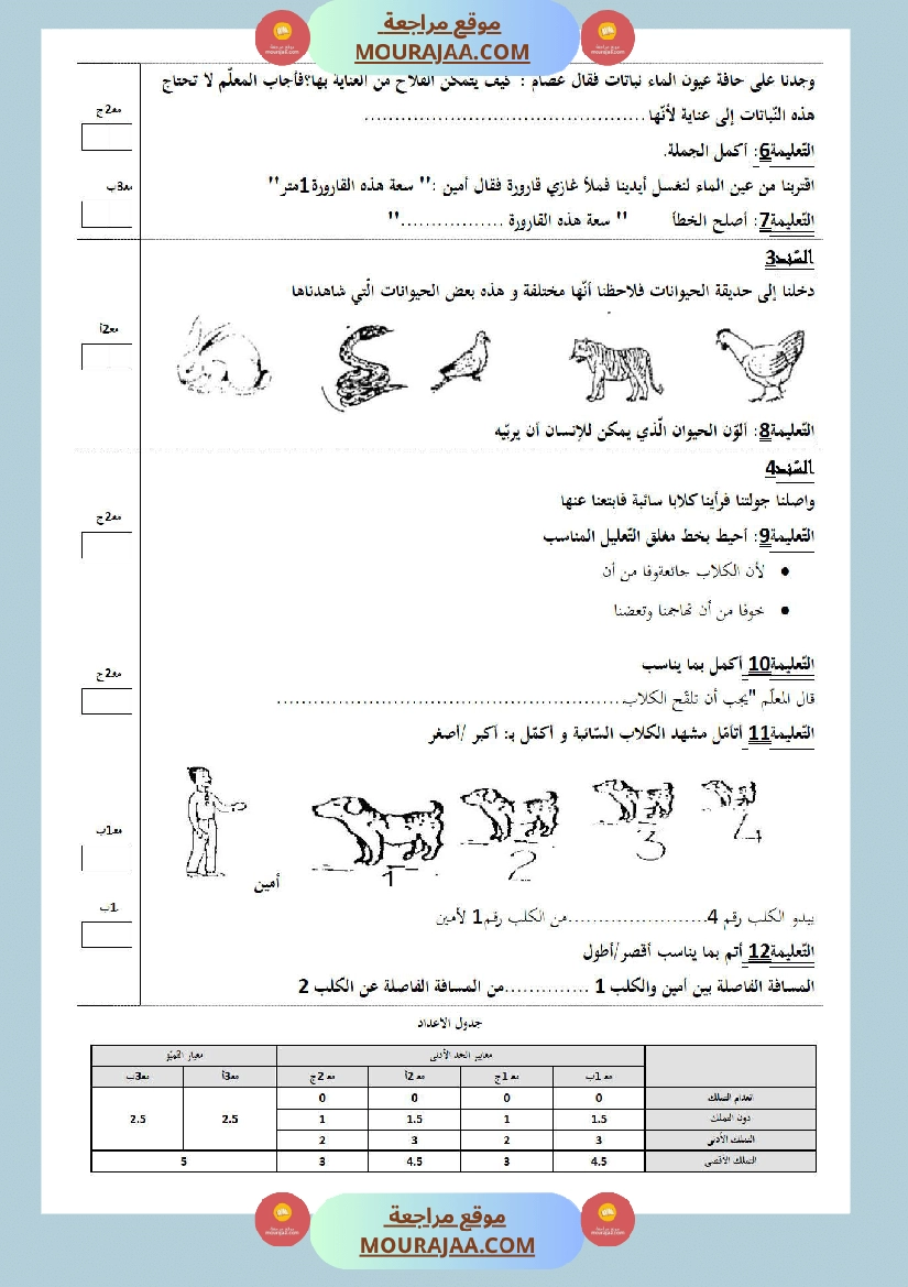امتحانات الثلاثي الأول سنة ثانية ايقاظ علمي صفحة 2