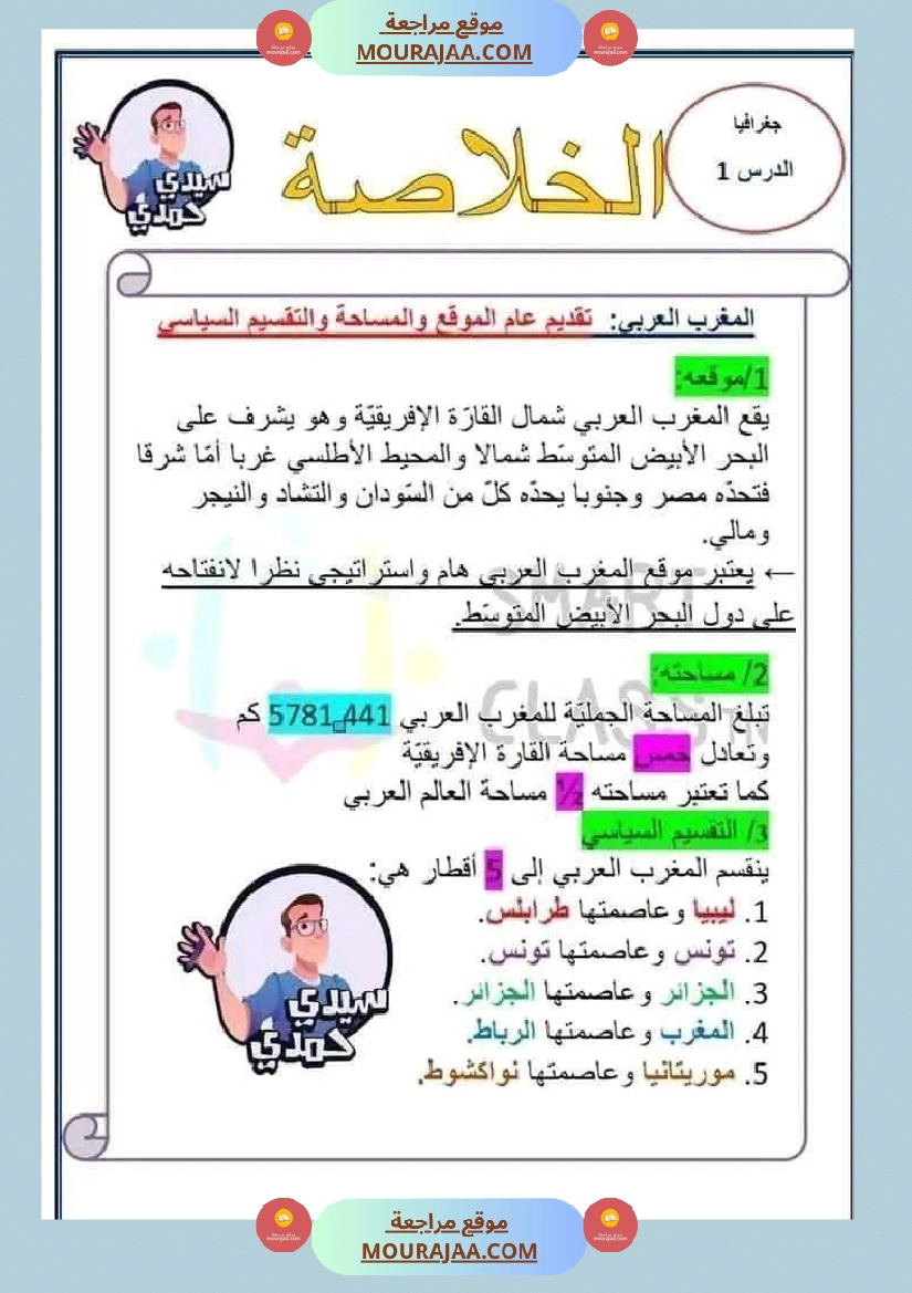 سادسة إبتدائي ملخصات دروس الثلاثي الاول مواد اجتماعية تاريخ جغرافيا و تربية مدنية