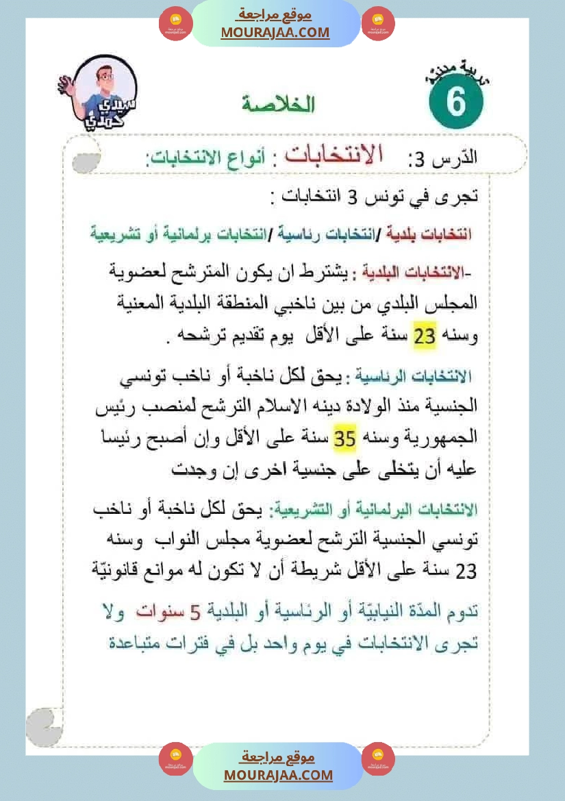 سادسة إبتدائي ملخصات دروس الثلاثي الاول مواد اجتماعية تاريخ جغرافيا و تربية مدنية صفحة 3