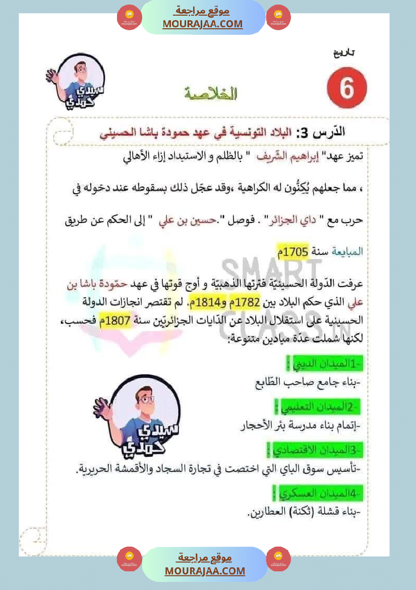 سادسة إبتدائي ملخصات دروس الثلاثي الاول مواد اجتماعية تاريخ جغرافيا و تربية مدنية