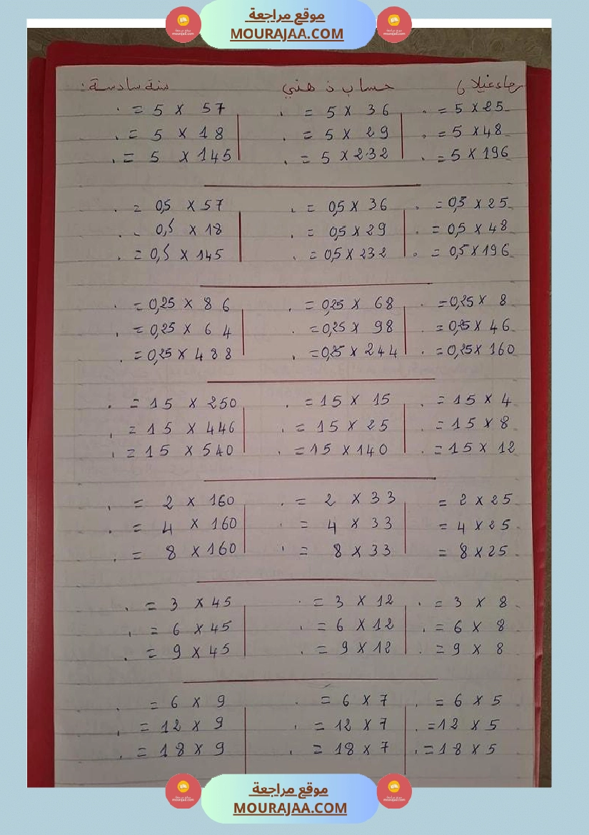 سلسلة تمارين في الرياضيات سنة سادسة صفحة 2