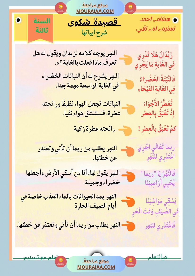 السنة ثالثة شرح مسرحية شكوى قراءة وفهم مستوحى من المسرحية انتاج وتواصل ومشروع مسرحية صفحة 8