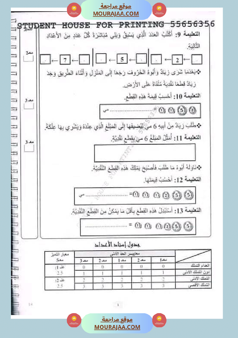امتحان رياضيات سنة الأولى الثلاثي الثاني صفحة 3