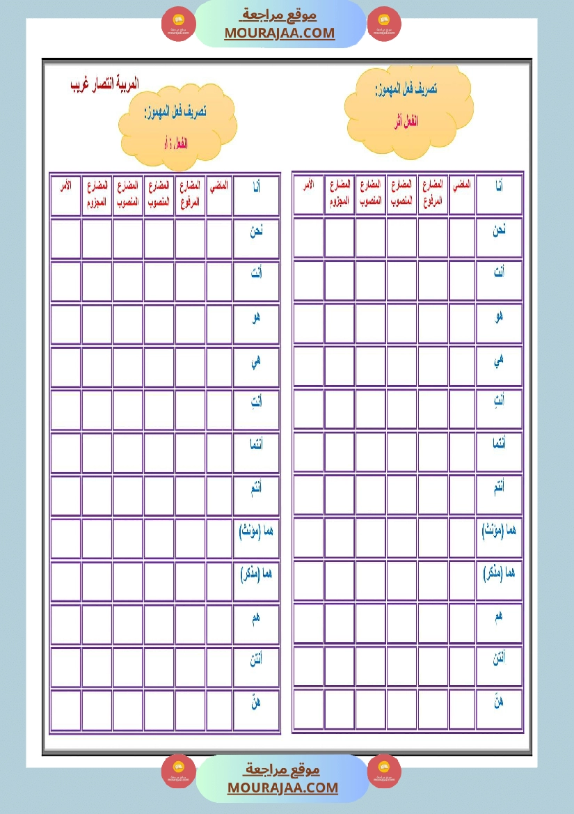 تمارين دعم تصريف فعل المهموز سنة خامسة مع الاصلاح صفحة 2