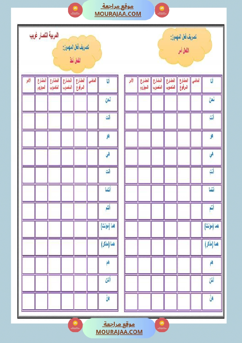 تمارين دعم تصريف فعل المهموز سنة خامسة مع الاصلاح صفحة 3