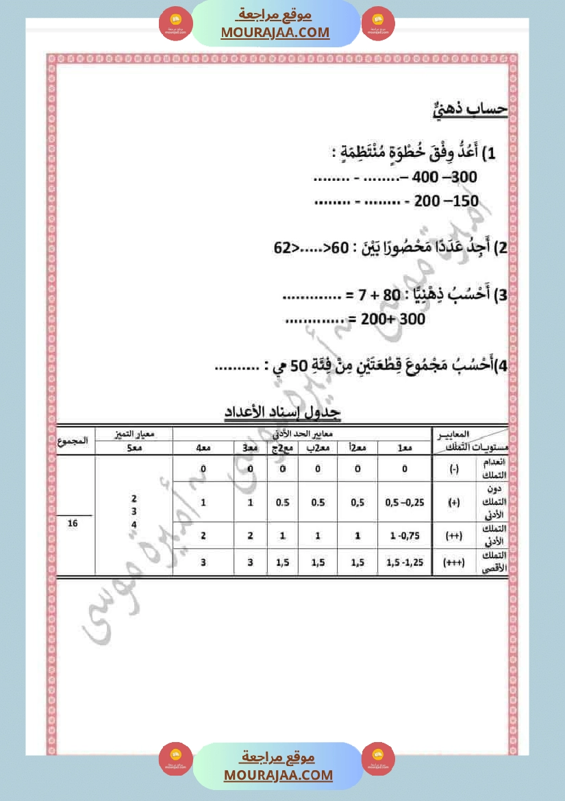اختبارات رياضيات الثلاثي الأول للسنة الثانية صفحة 10