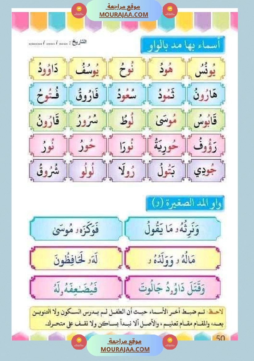 تدريب على القراءة للسنوات الأولى لاتقان القرآءة الجهرية صفحة 3