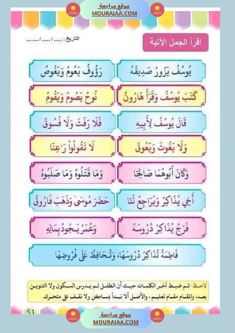 تدريب على القراءة للسنوات الأولى لاتقان القرآءة الجهرية صفحة 4