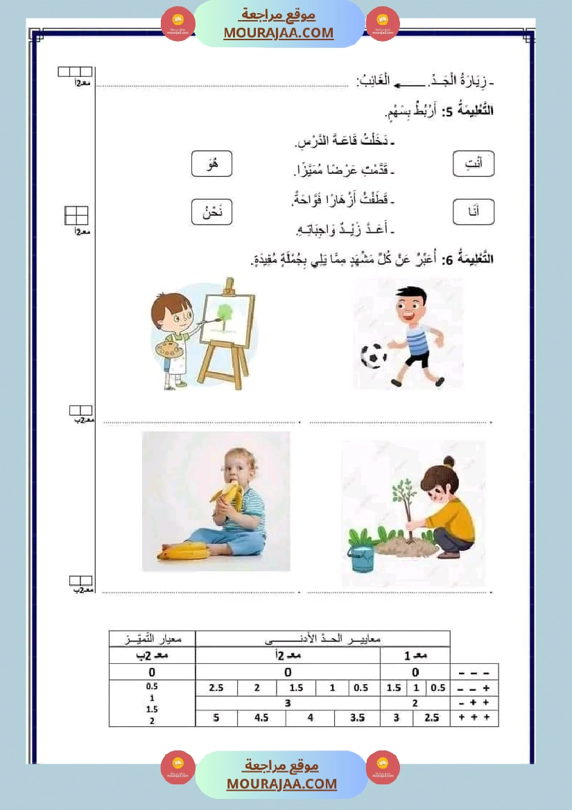 السنة الثالثة اختبارات الثلاثي الأول صفحة 7