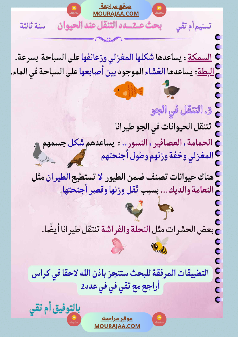 السنة الثالثة بحوث في الايقاظ العلمي الثلاثي الاول مرفقة بتطبيقات