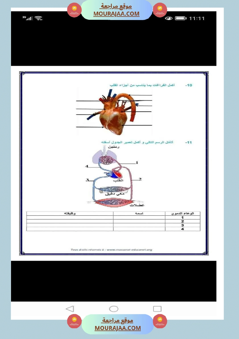 الدورة الدموية الصغرى والدورة الدموية الكبرى والدارة الكهربائية للسنة الخامسة صفحة 12