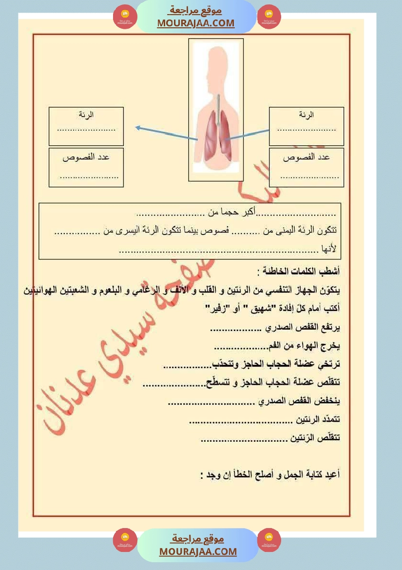 الدورة الدموية الصغرى والدورة الدموية الكبرى والدارة الكهربائية للسنة الخامسة صفحة 20