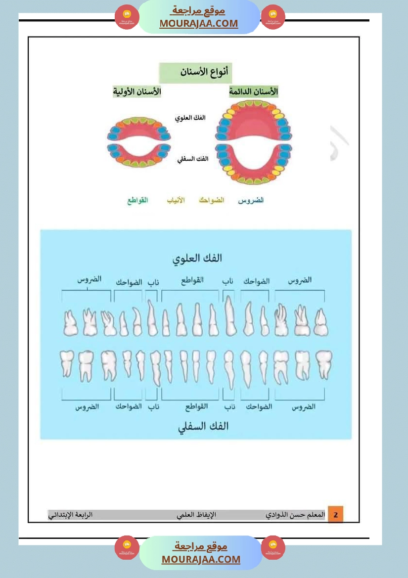 درس الأسنان مع إصلاح التمارين التطبيقية لأبطال السنة الرابعة صفحة 2