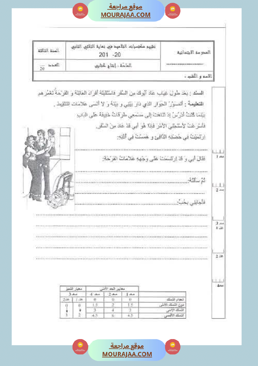رياضيات مع قواعد لغة مع انتاج لأبطال السنة الثالثة