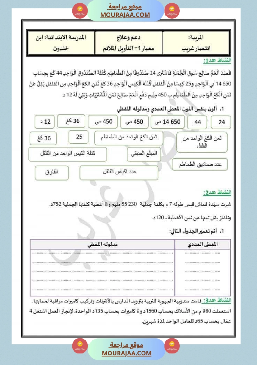 دعم و علاج السنة الخامسة