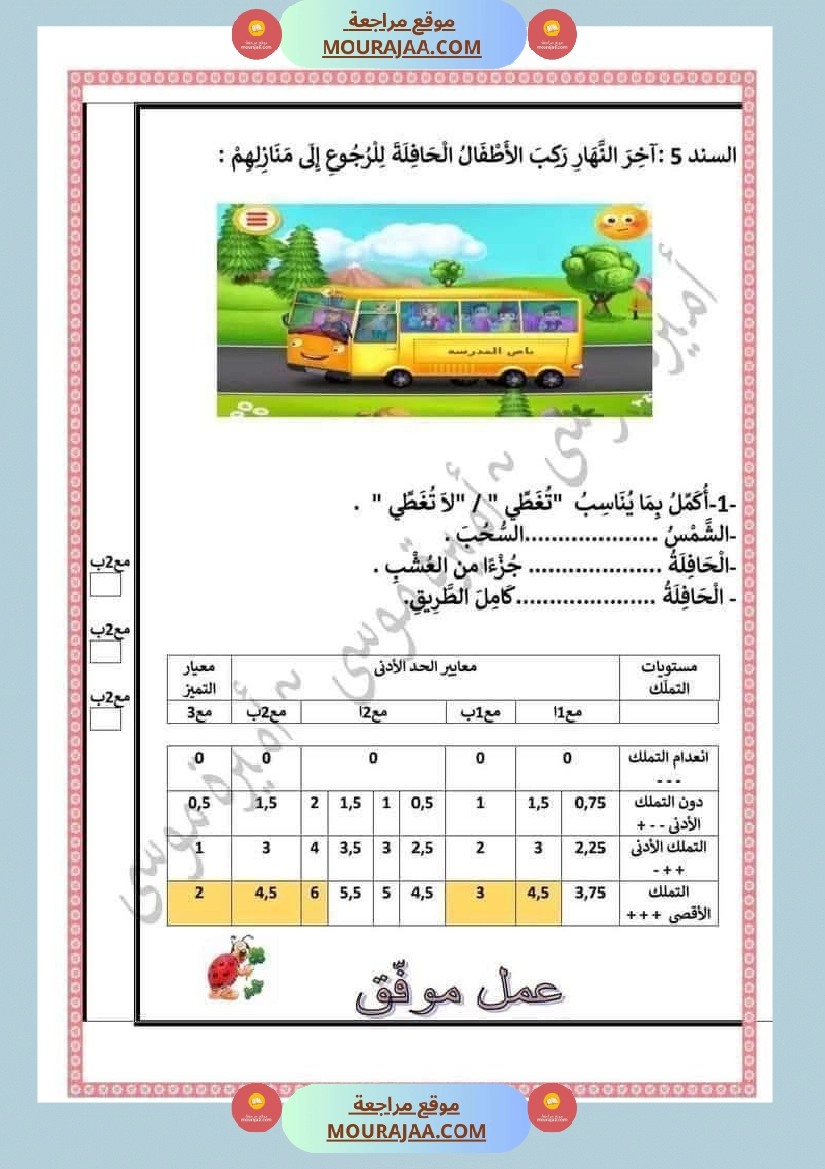 السنة الثانية اختبارات في جميع المواد صفحة 22