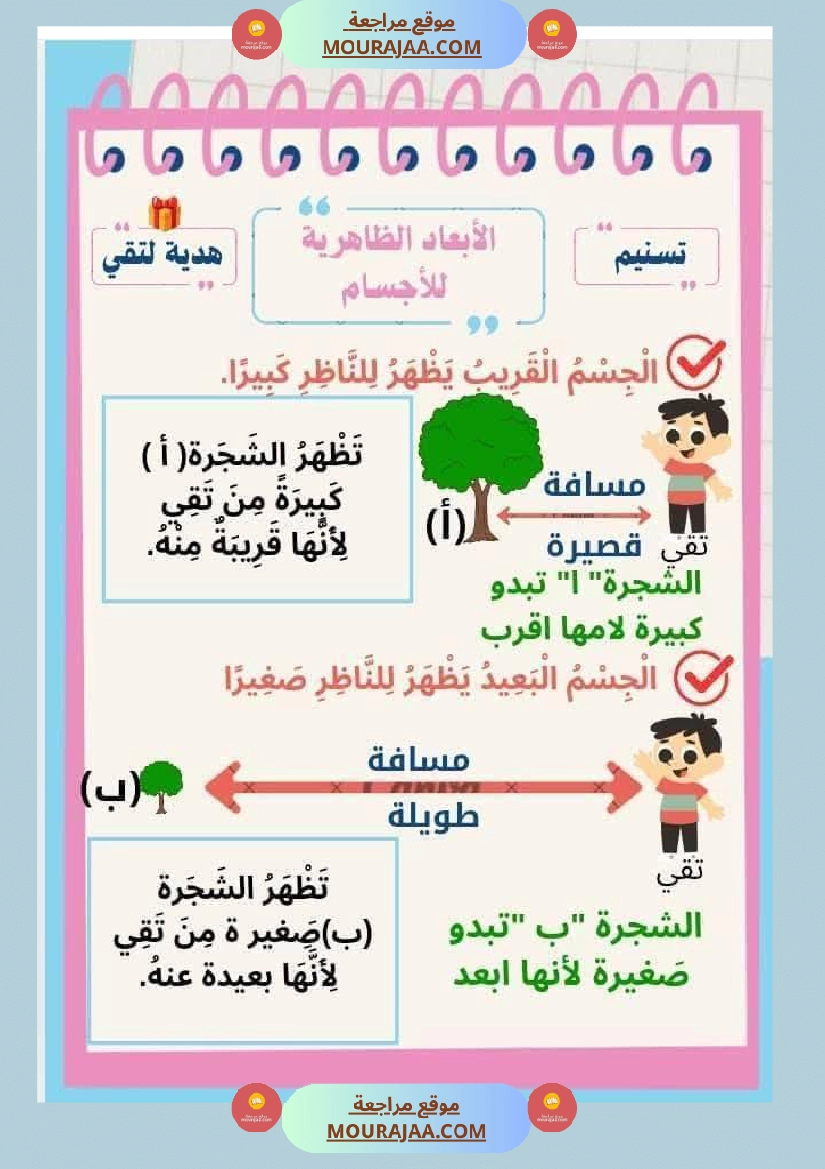 السنة الثانية إيقاظ علمي الأبعاد الظاهرية للأجسام