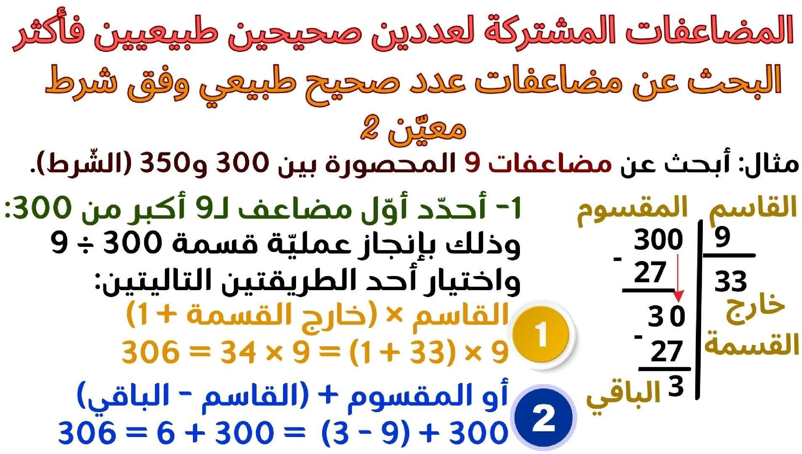 حساب سنة 6 الد رس أتعر ف مضاعفات مشتركة لعددين صحيحين طبيعيين فأكثر