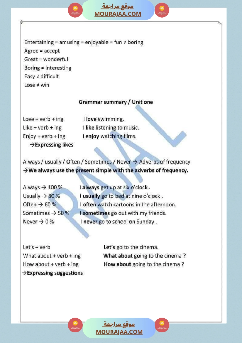 سنة السادسة انقليزية unit one صفحة 8