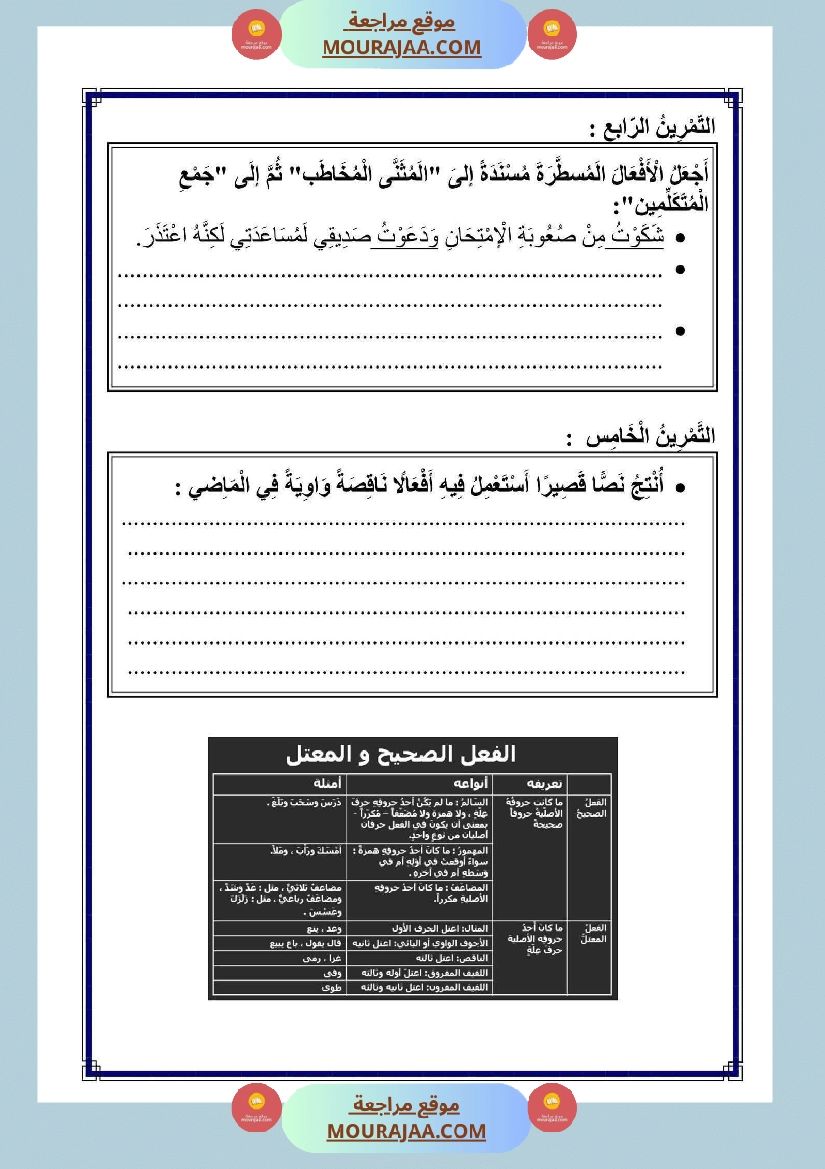 الناقص اليائي والناقص الواوي في الماضي والمضارع المجزوم والمنصوب والامر صفحة 4