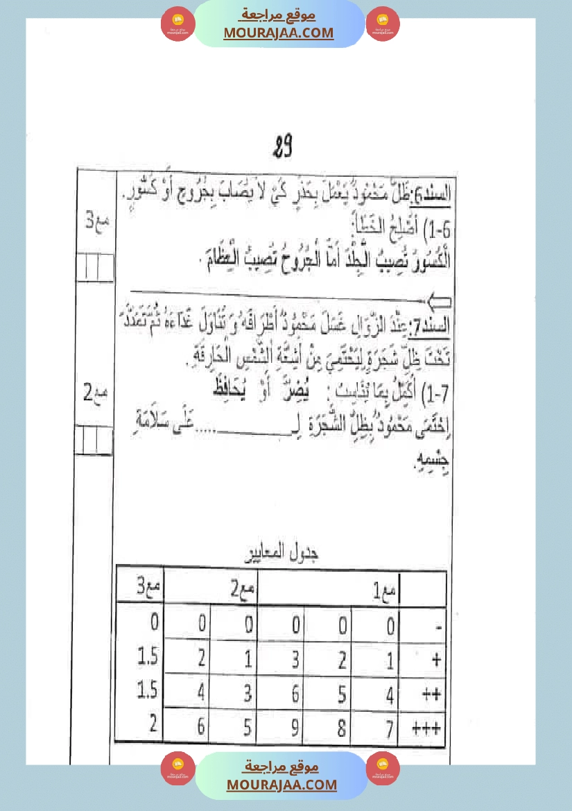 اختبار سنة ثانية ابتدائي ايقاظ علمي الثلاثي الثاني