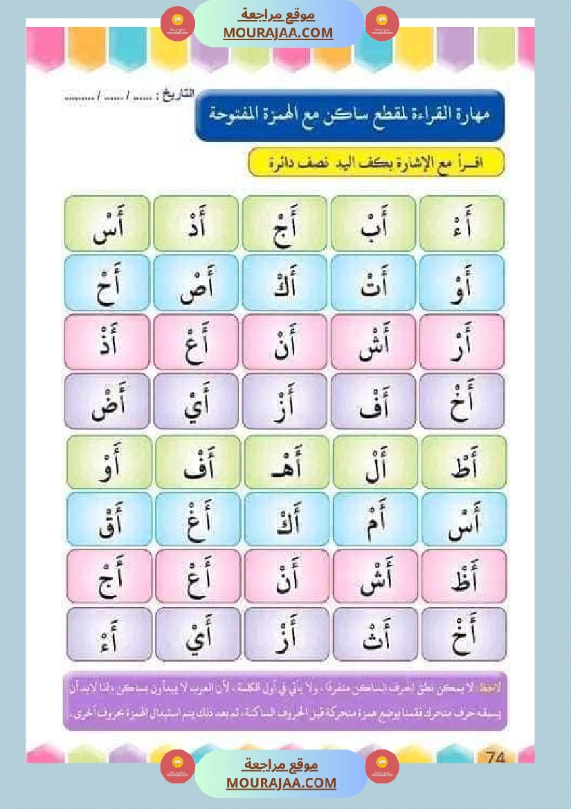 تدريب على القراءة للسنوات الأولى لاتقان القرآءة الجهرية
