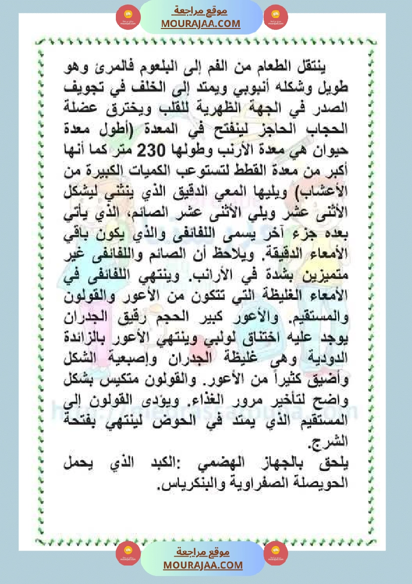 سنة رابعة ايقاظ علمي ثلاثي 2 الجهاز الهضمي عند الأرنب