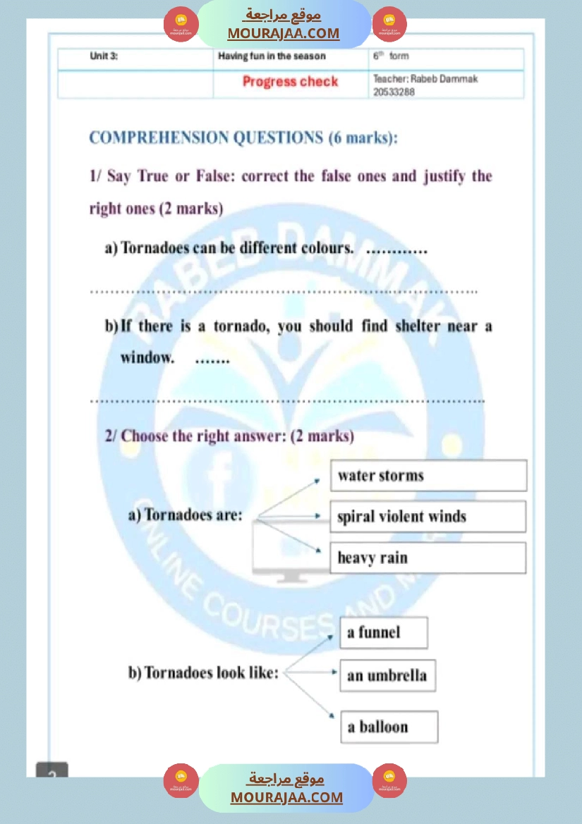 سنة سادسة انڨليزية مع الاصلاح ثلاثي 2 صفحة 10