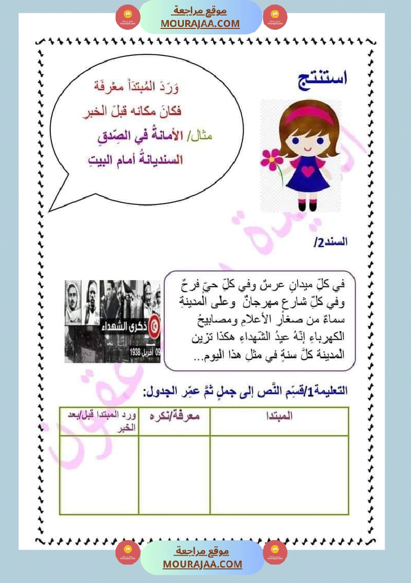 دروس الثلاثي الثاني سنة سادسة تقديم الخبر على المبتدأ صفحة 2