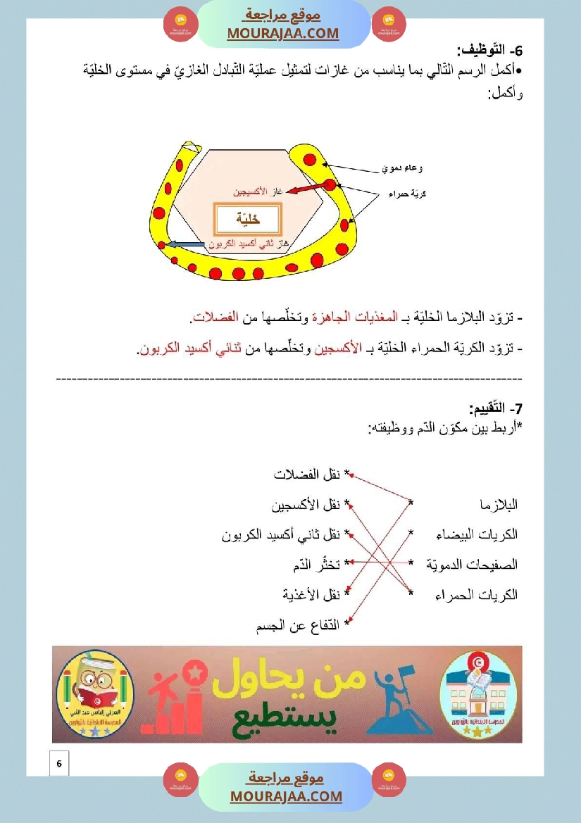 سنة سادسة التمارين المرفقة بالاصلاح في مادة الايقاظ العلمي ثلاثي 2