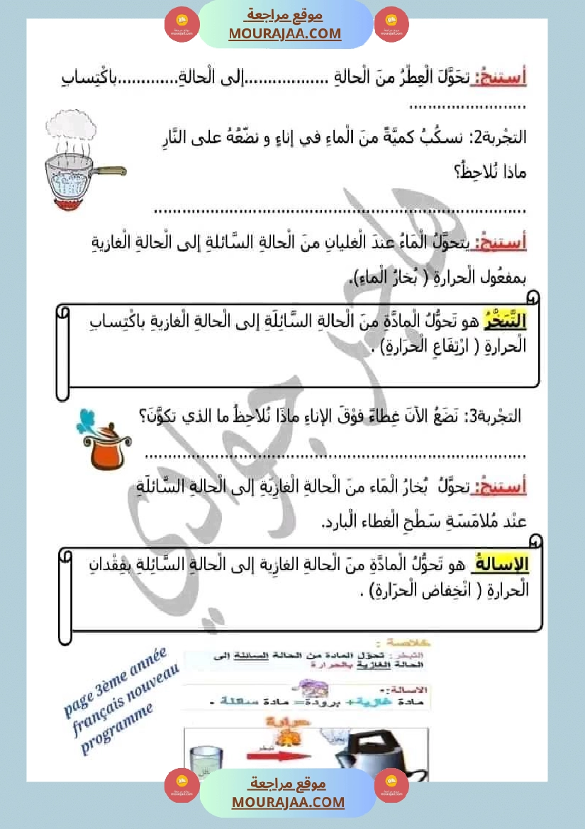 امتحان سنة ثالثة ابتدائي ايقاظ علمي الثلاثي الثاني صفحة 8