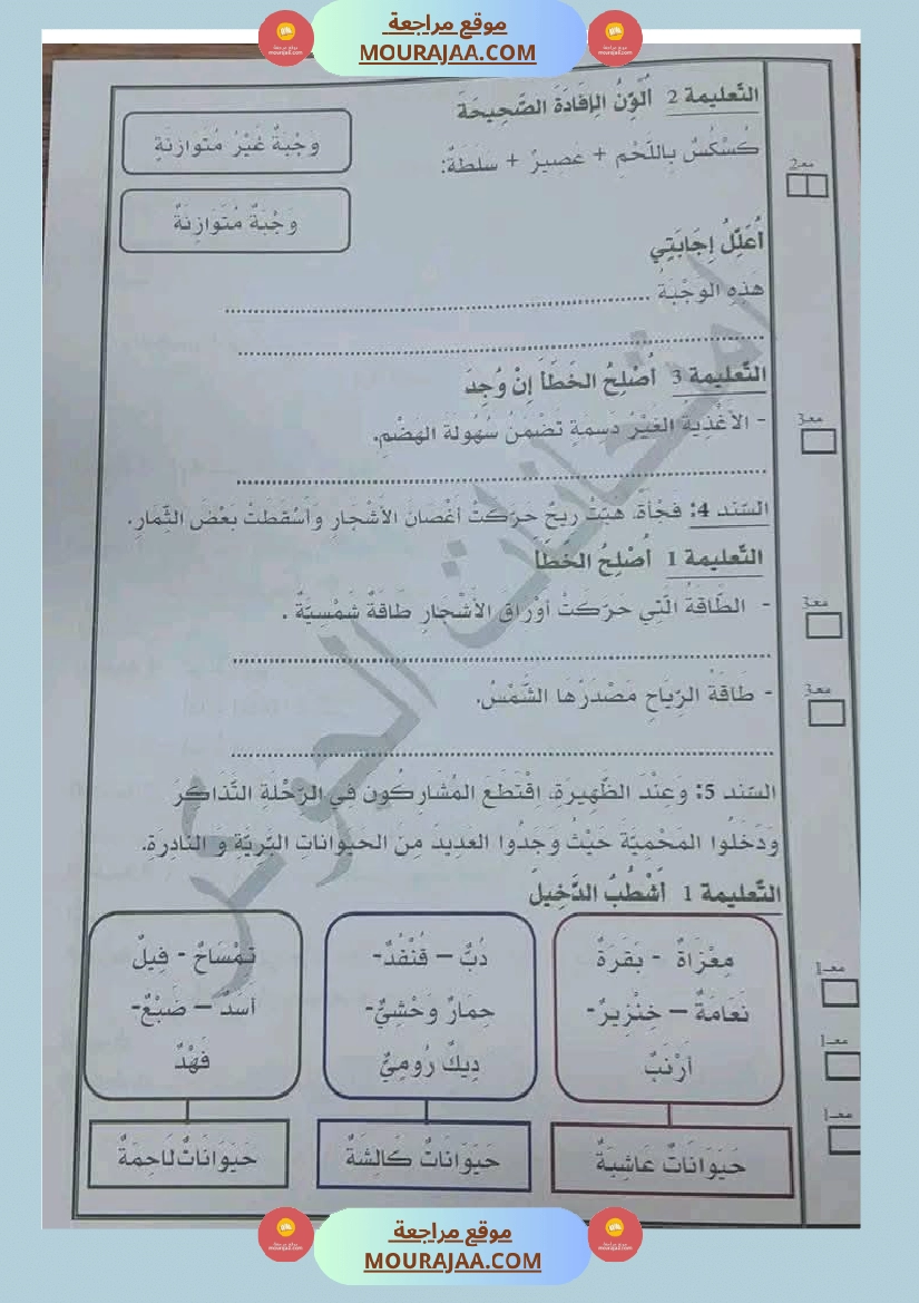 السنة الثالثة تلخيص دروس الإيقاظ إمتحانات الثلاثي الثاني صفحة 21