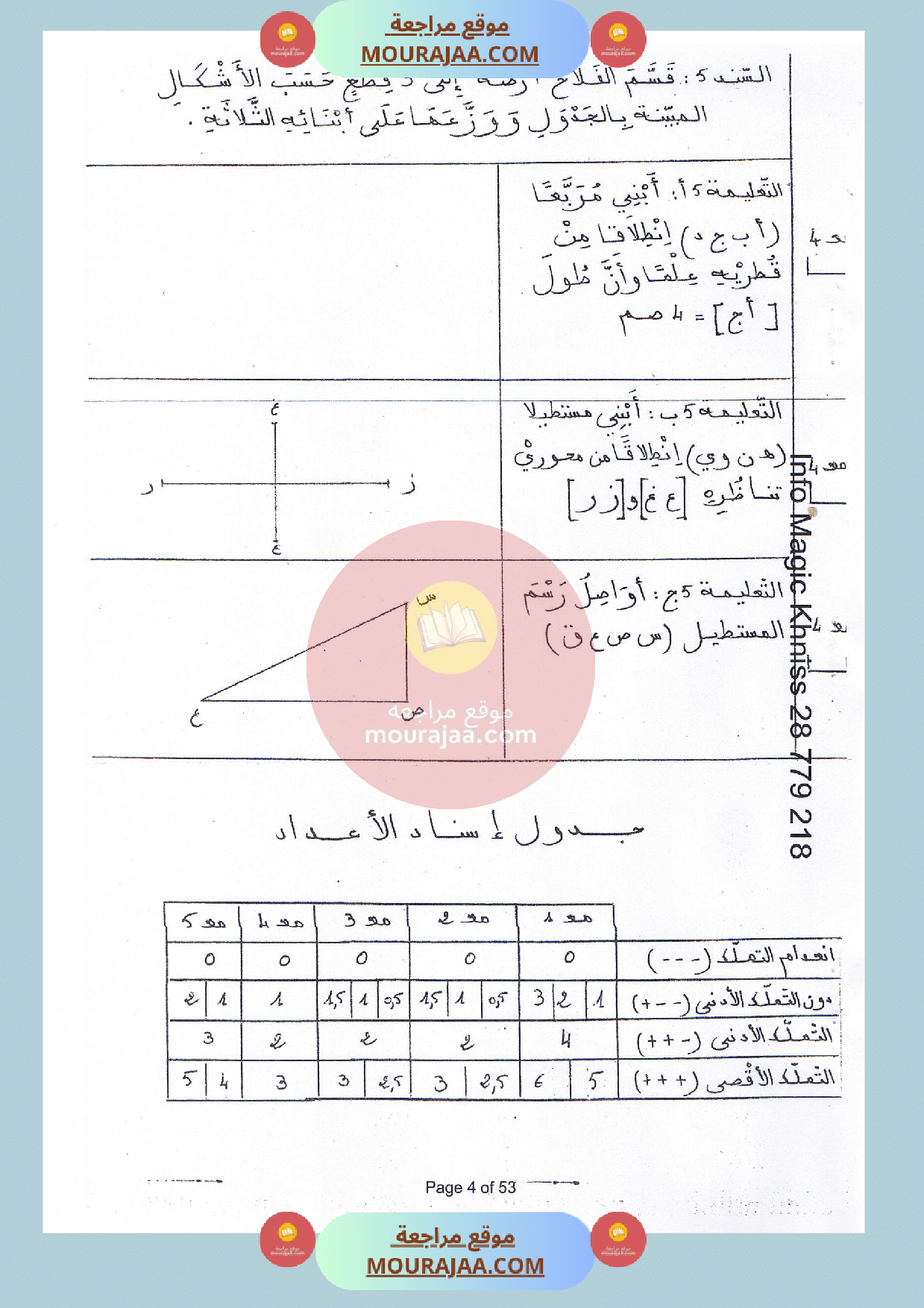 امتحان سنة الخامسة في رياضيات الثلاثي الثالث صفحة 3