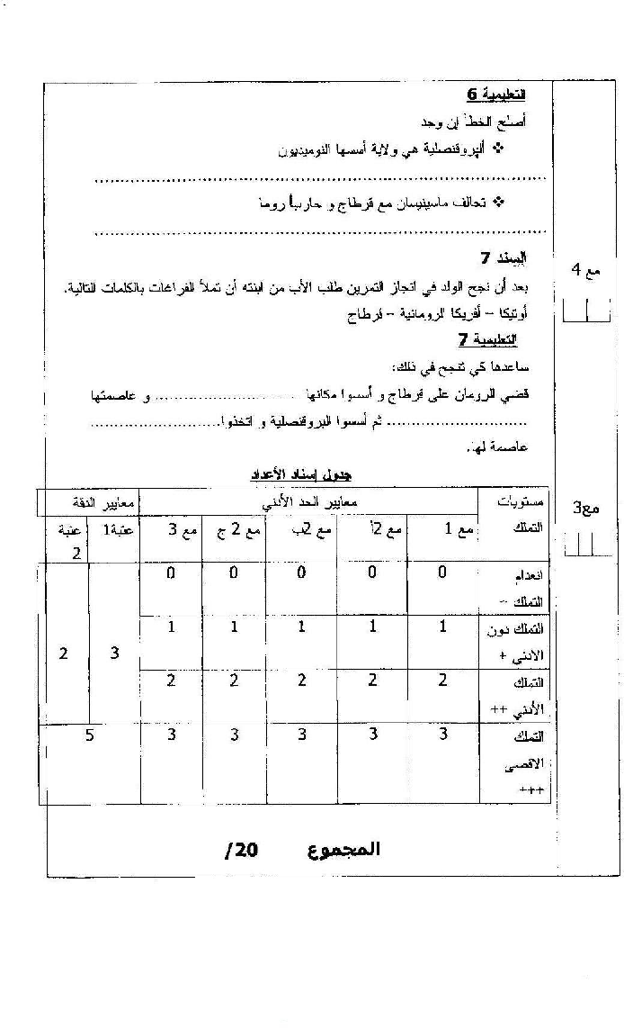 امتحان تاريخ سنة الخامسة الثلاثي الثاني صفحة 3