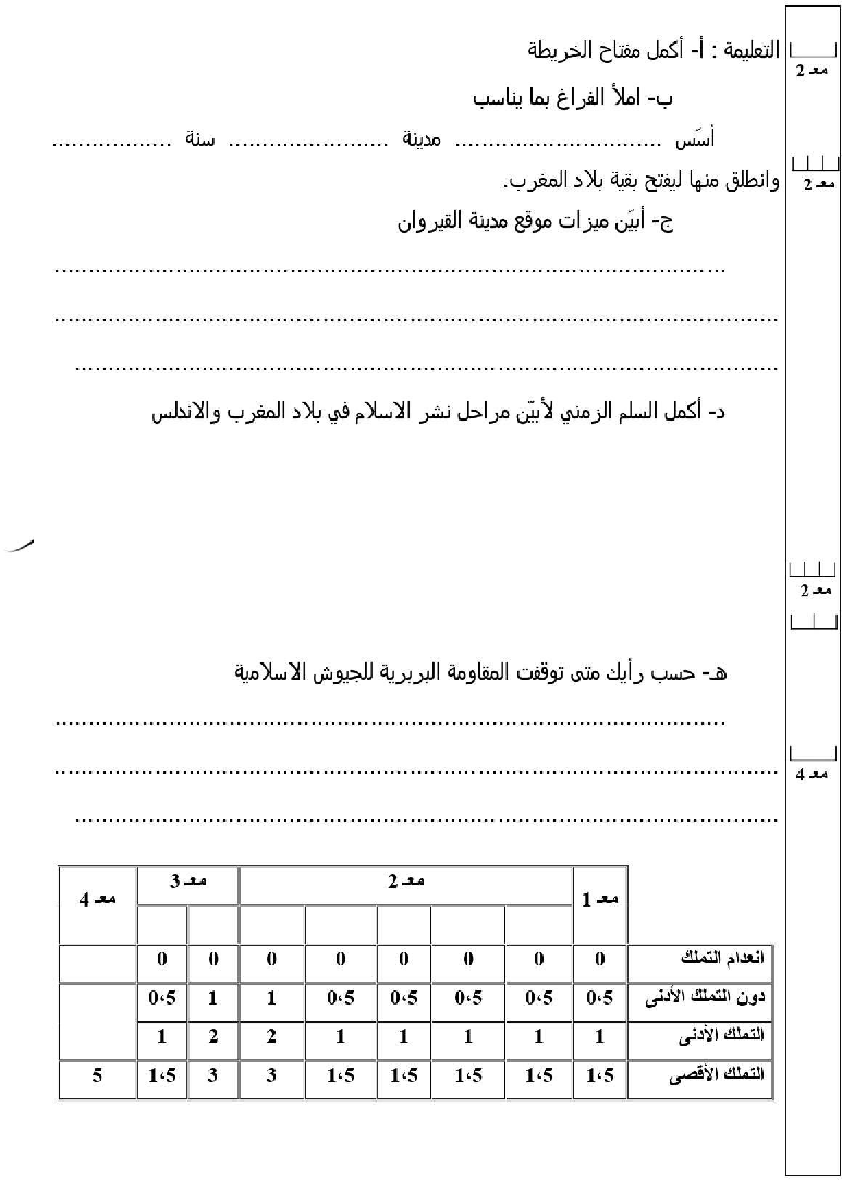 امتحان تاريخ سنة الخامسة الثلاثي الثاني1 صفحة 3