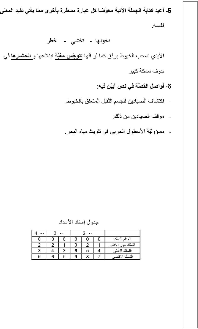 امتحان قراءة و فهم سنة الخامسة الثلاثي الثاني3 صفحة 3