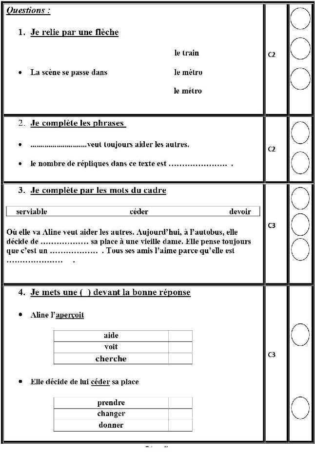 epreuve lecture comprehension cinquieme annee 2tr صفحة 2