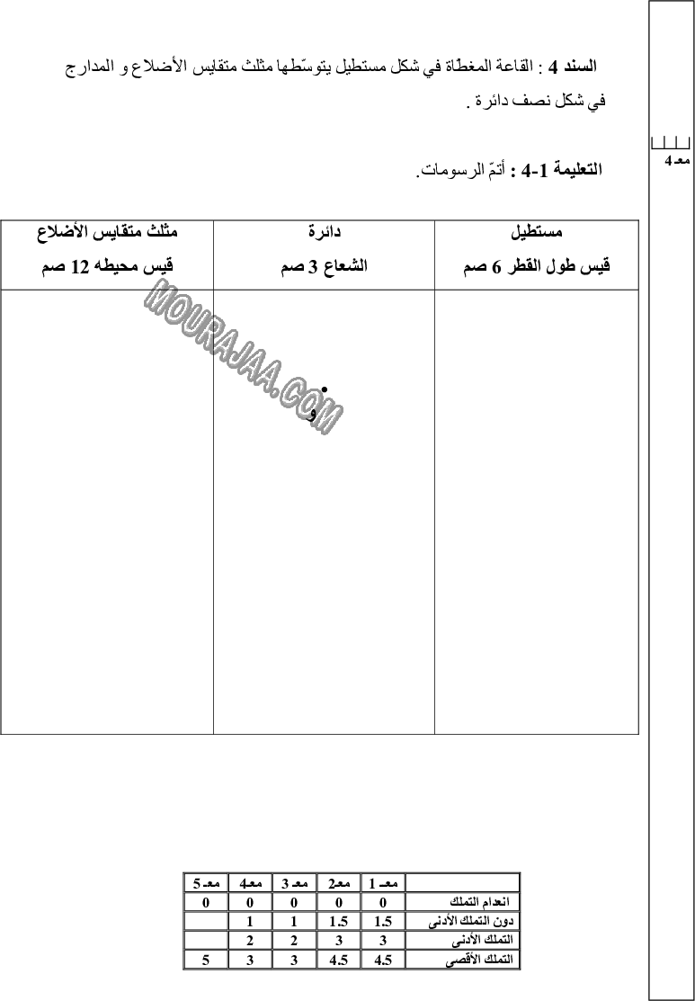 امتحان رياضيات سنة خامسة ثلاثي الثالث  صفحة 3