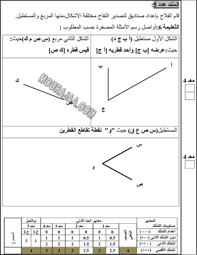 امتحان رياضيات سنة خامسة ثلاثي الثالث  صفحة 3