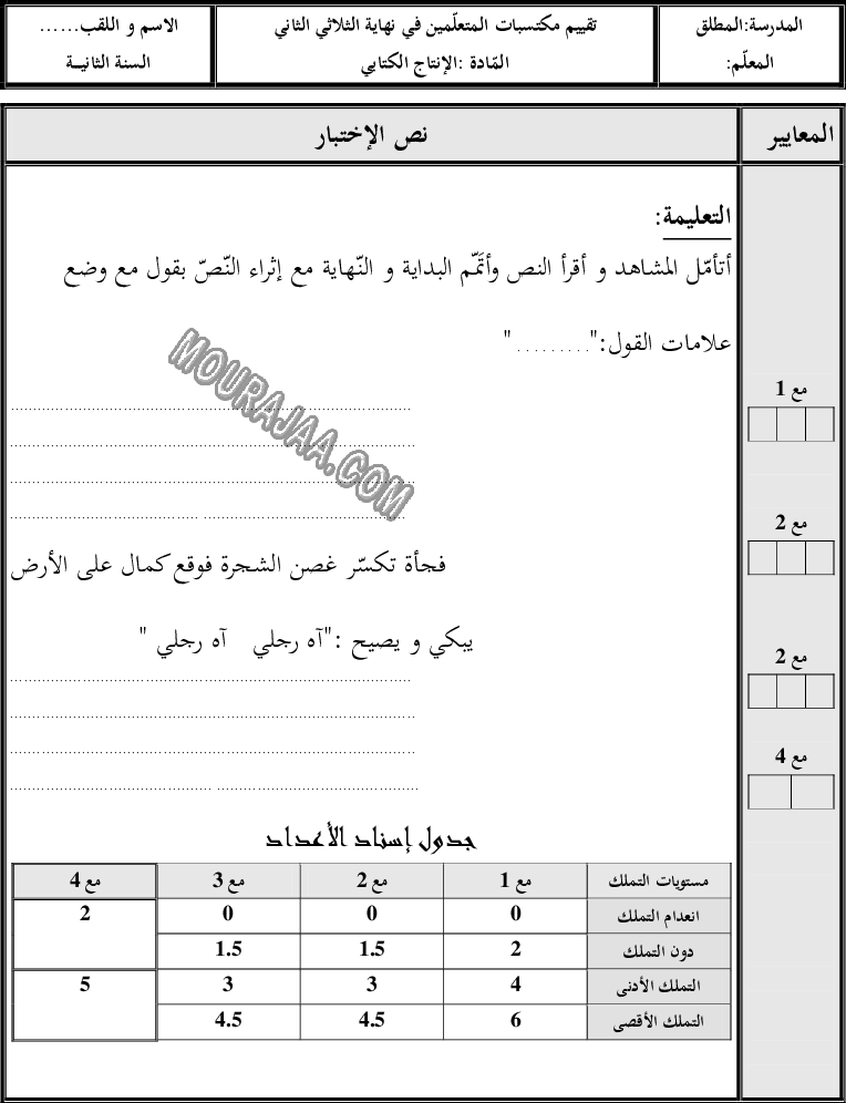 انتاج كتابي ثلاثي ثاني صفحة 1