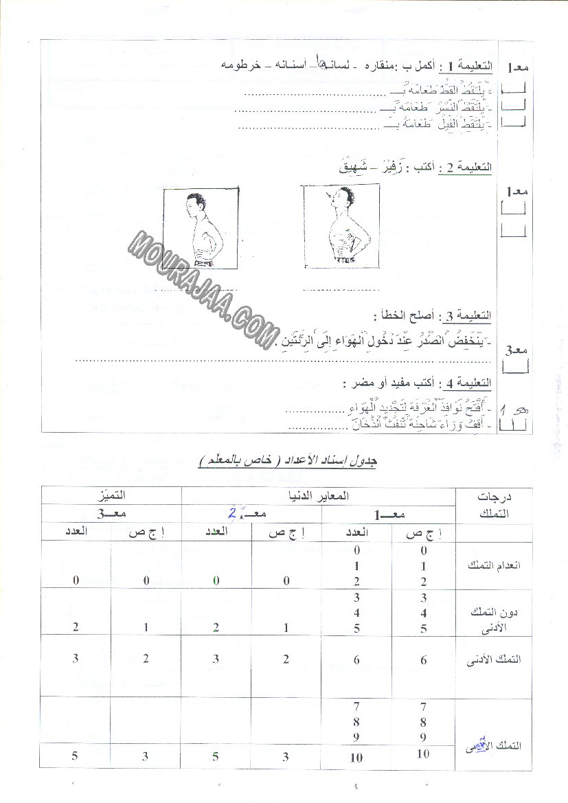 امتحان ايقاظ علمي سنة ثانية ثلاثي الثالث  صفحة 2