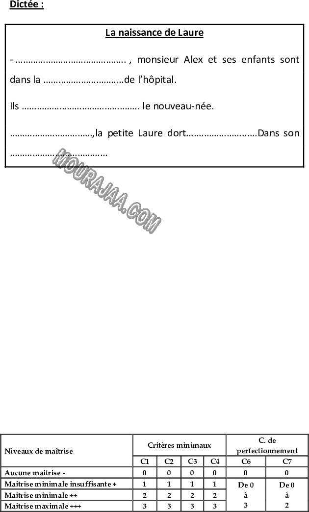 Production écrite-السنة الرابعة,-الثلاثي الأول-3 صفحة 2