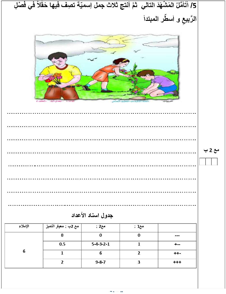 امتحان قواعد اللغة سنة الرابعة الثلاثي الثاني6 صفحة 2