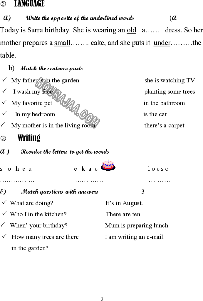 epreuve anglais 6eme 3tr 300 صفحة 2