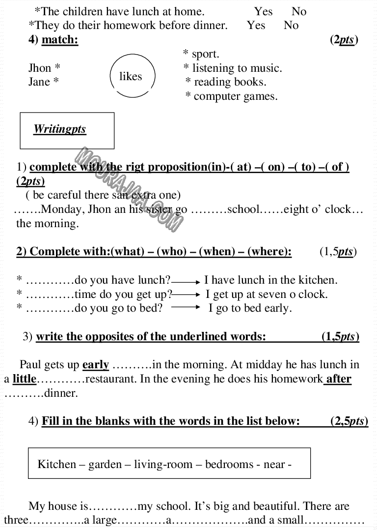 epreuve anglais 6eme 3tr 600 صفحة 2