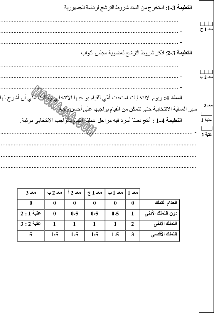 امتحان تربية مدنية سنة سادسة الثلاثي الثالث  صفحة 2