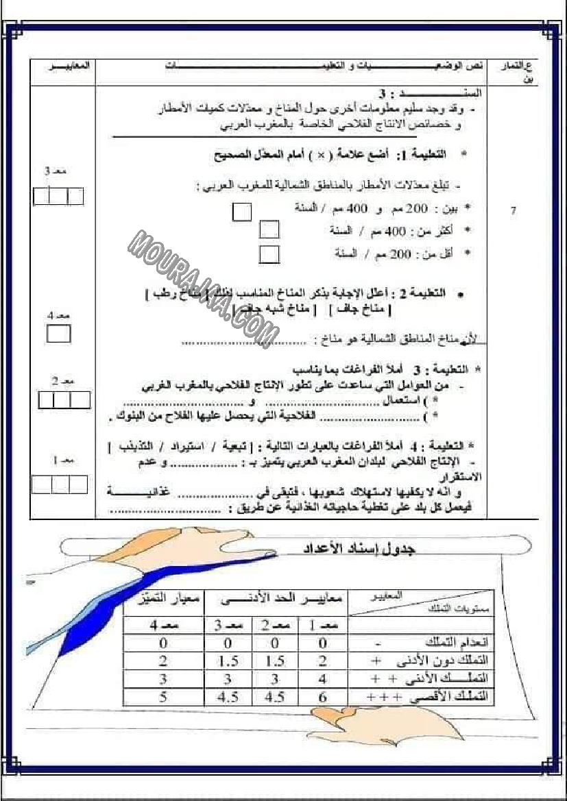 امتحانات الجغرافيا الثلاثي الاول سنة السادسة6 صفحة 5