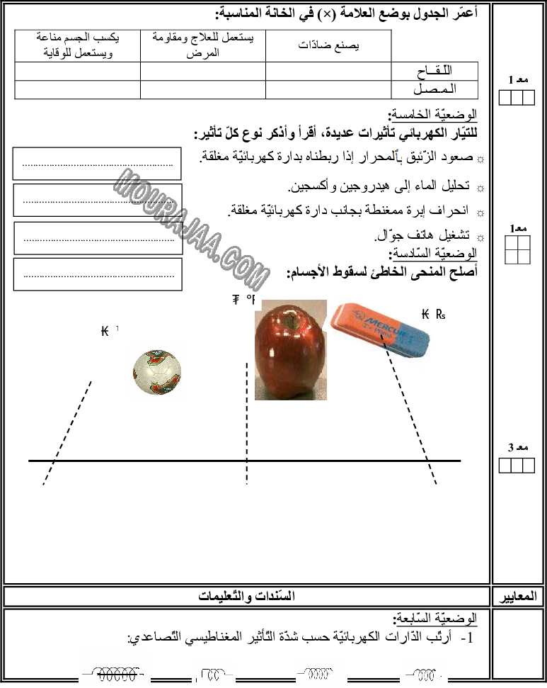 امتحان ايقاظ علمي سنة سادسة الثلاثي الثالث  صفحة 2